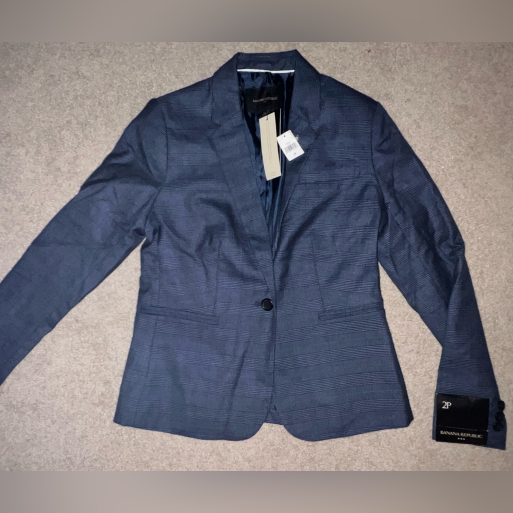 Navy Blue Stripped Banana Republic Suit Jacket